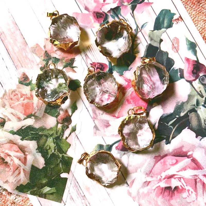 Olivenorma Ciondolo a forma di stella quadrata in cristallo bianco naturale 