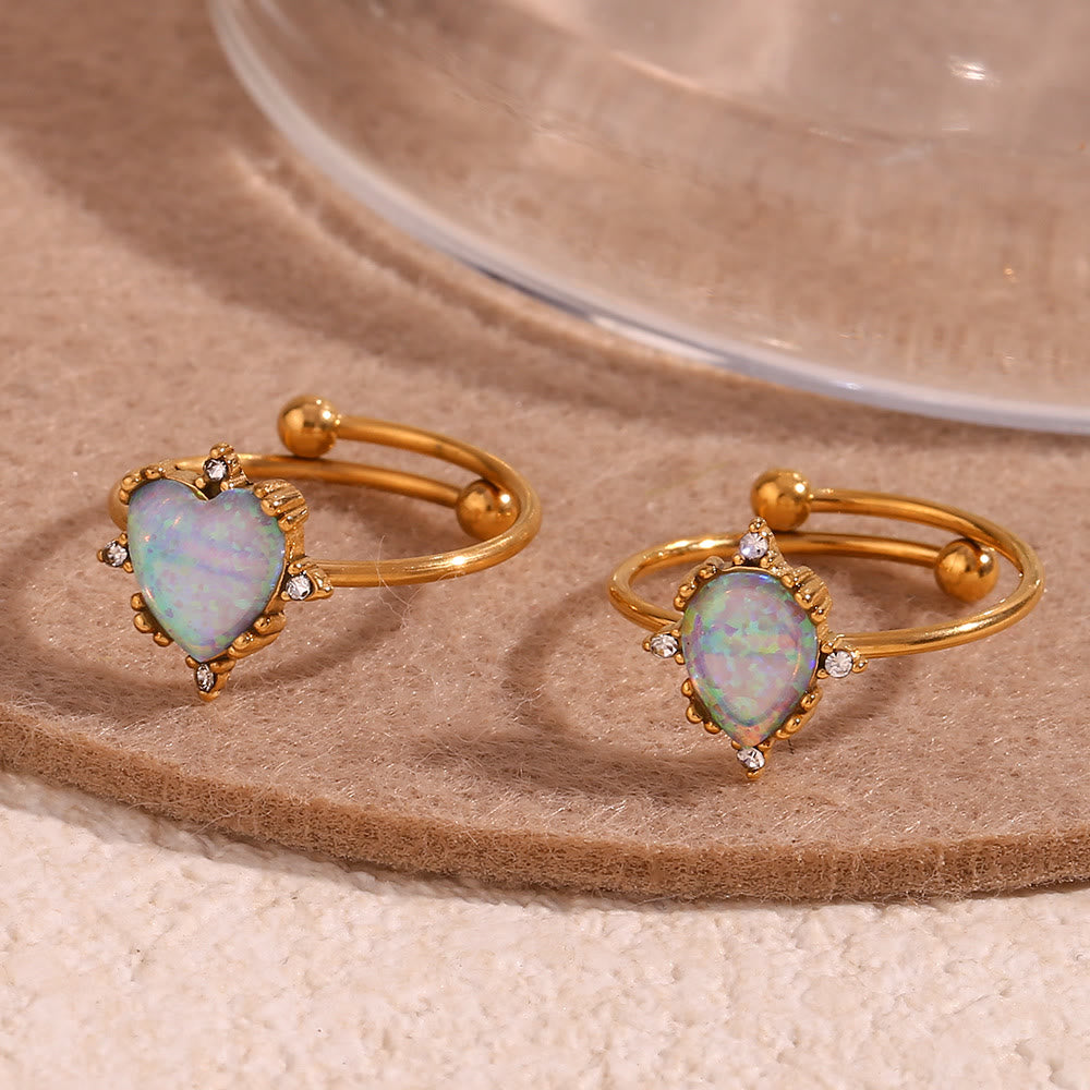 Anello regolabile Olivenorma Natural Opal Sun Heart 