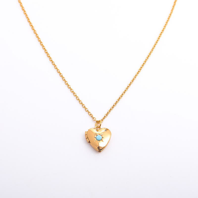 Olivenorma "Shine in My Heart" - Collana con album a forma di cuore con pietra portafortuna