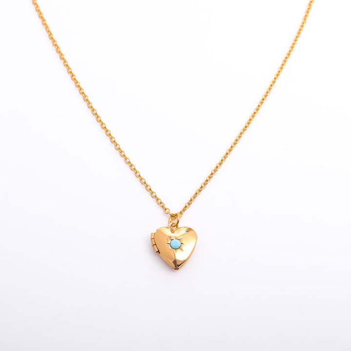 Olivenorma "Shine in My Heart" - Collana con album a forma di cuore con pietra portafortuna