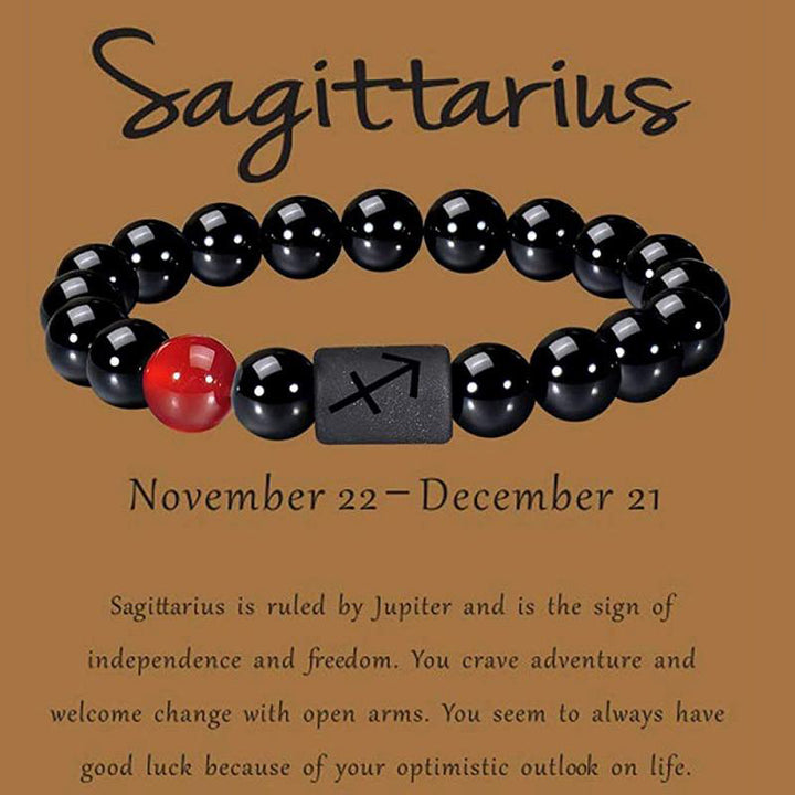 Bracciale portafortuna dello zodiaco in ossidiana Olivenorma