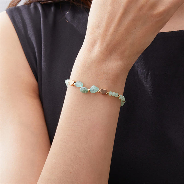 Olivenorma Bracciale intrecciato con perline di ghiaia naturale irregolare Love