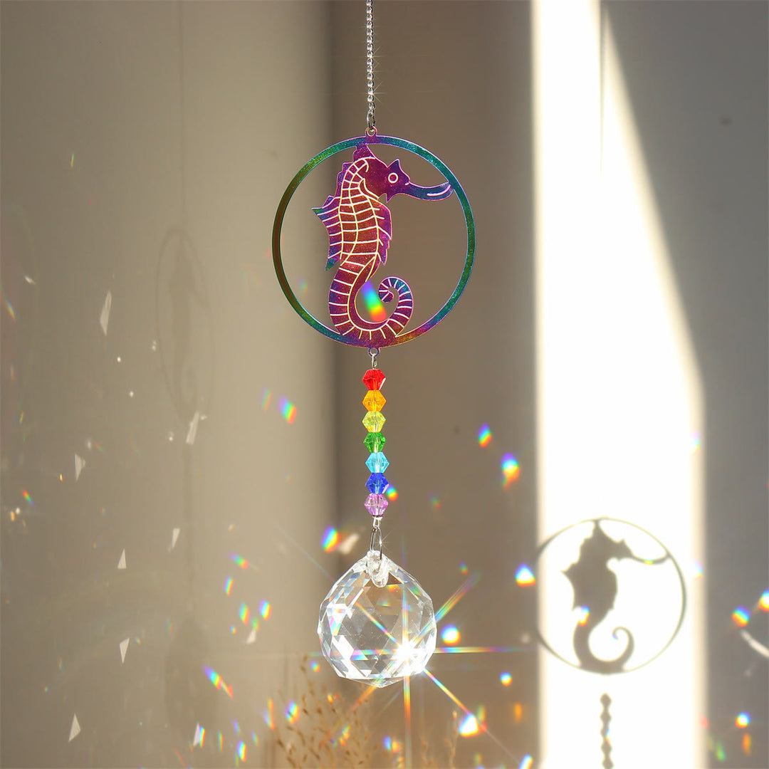 Olivenorma Clear Crystal Chakra Beads Hanging Wind Chime Suncatcher - Cavalluccio marino colorato - image 2