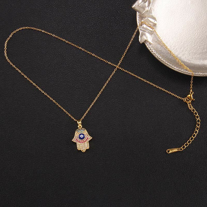 Olivenorma "Buona Fortuna" Hamsa con Collana Occhio Malvagio