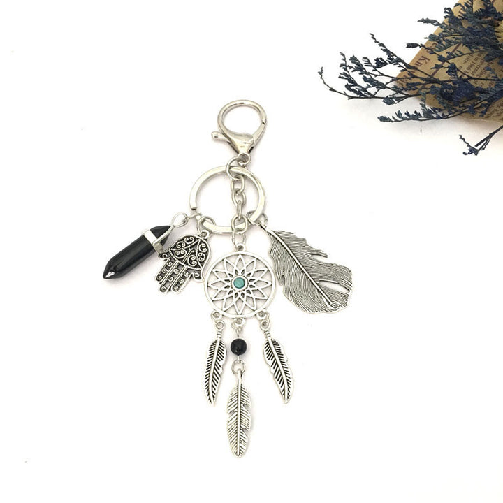 Olivenorma Natural Gemstone Dreamcatcher Ciondolo Hamsa Portachiavi