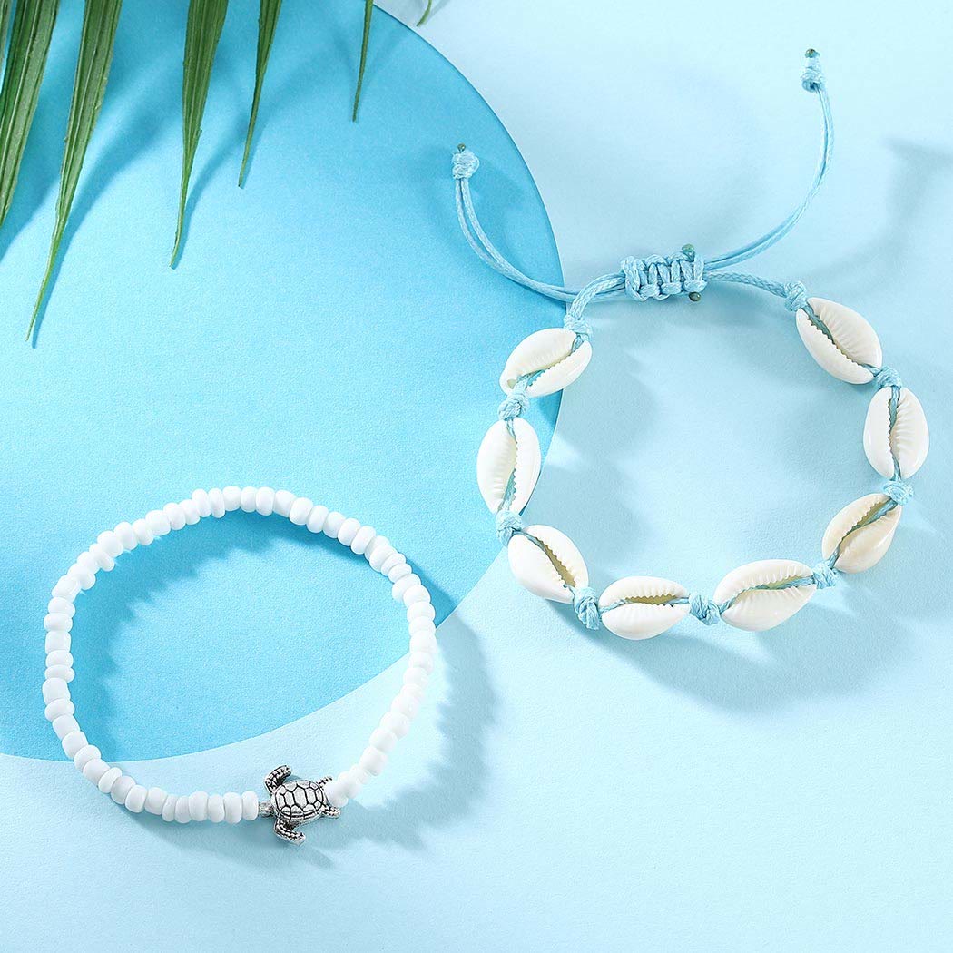 Olivenorma Boho Seashell Alloy Turtle Perline Cavigliera