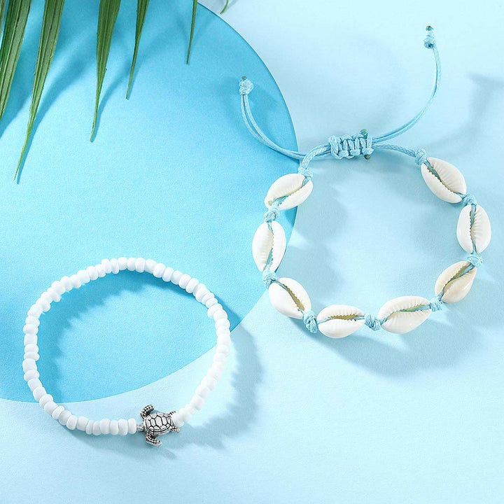 Olivenorma Boho Seashell Alloy Turtle Perline Cavigliera