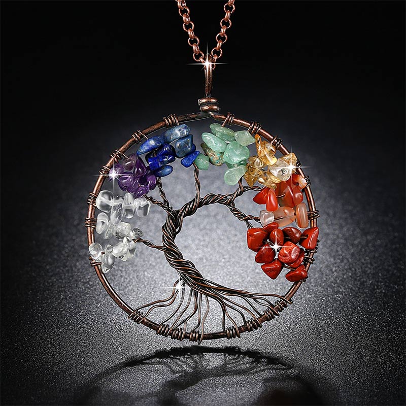 Collana con albero della vita dei chakra naturali Olivenorma