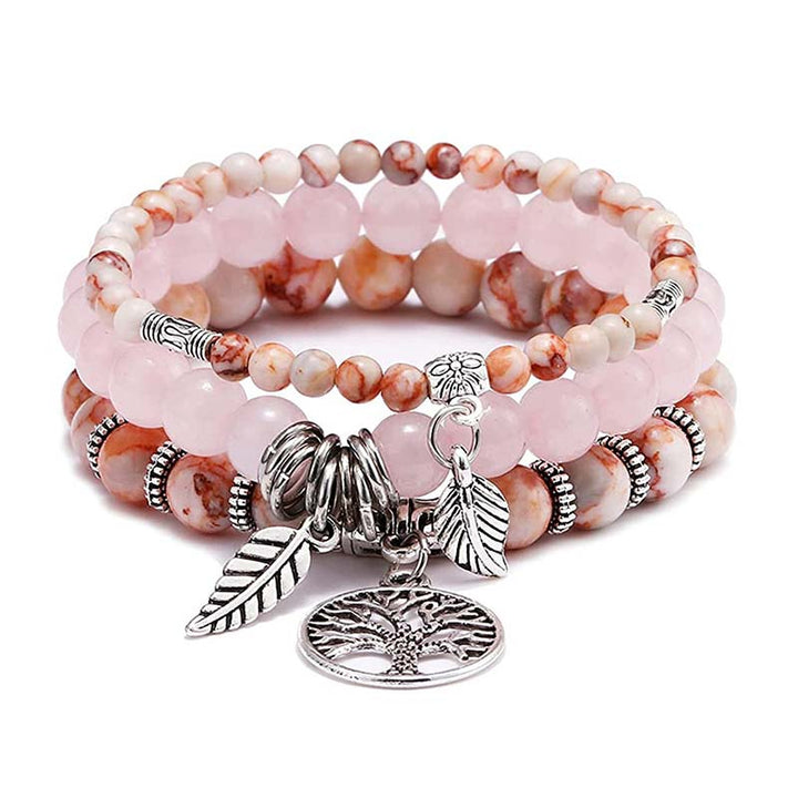 Bracciale Olivenorma Tree Of Life in quarzo rosa