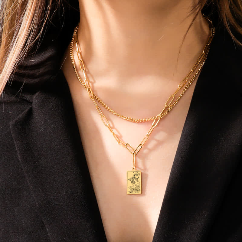 Collana a doppia catena con carta dei tarocchi Olivenorma