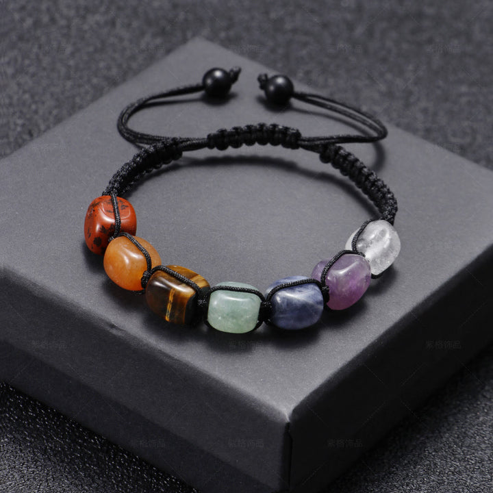 Olivenorma 7 Chakra Cristallo Gemma Perline Braccialetto Intrecciato Uomo 