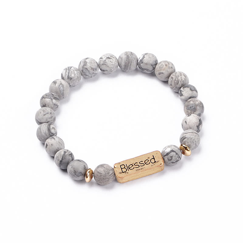 Bracciale con incisione benedetta in pietra preziosa naturale Olivenorma