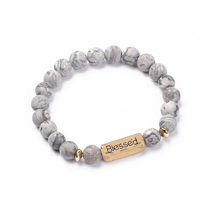 Bracciale con incisione benedetta in pietra preziosa naturale Olivenorma