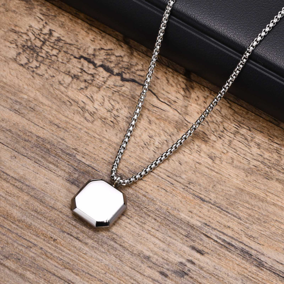 Olivenorma Collana con ciondolo quadrato da uomo con catena lunga per maglione 