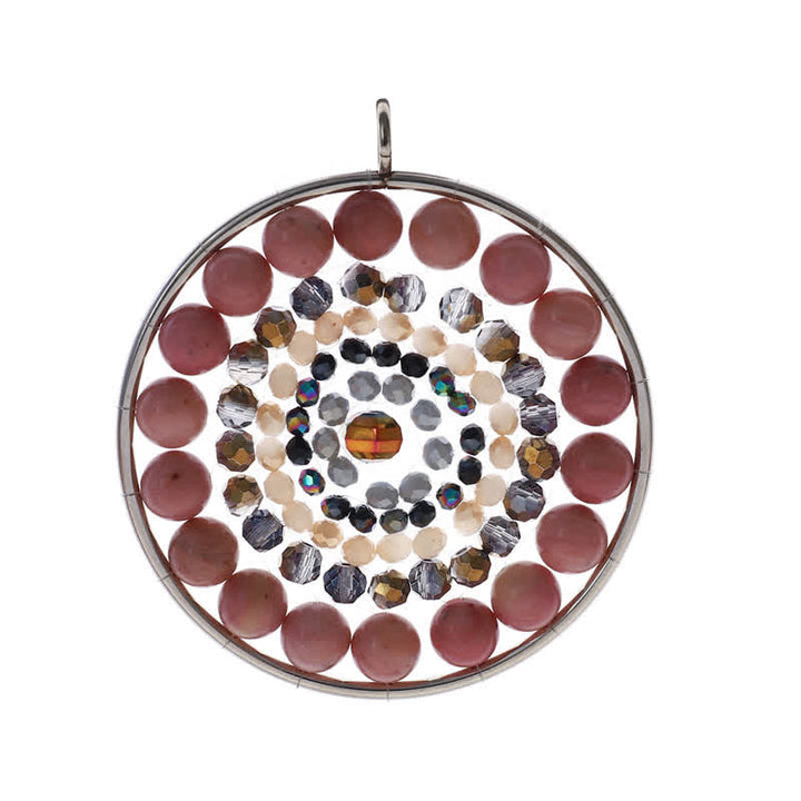 Collana di cristallo con ciondolo rotondo con fiore di datura di Olivenorma