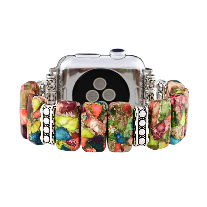 Cinturino elastico rettangolare Olivenorma per Apple Watch in perline color turchese ostrica