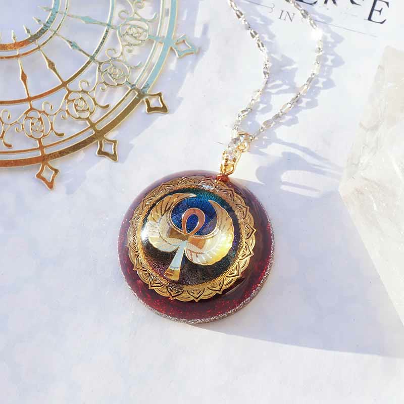 Collana Olivenorma Granato Lapislazzuli Acquamarina Chiave della vita 