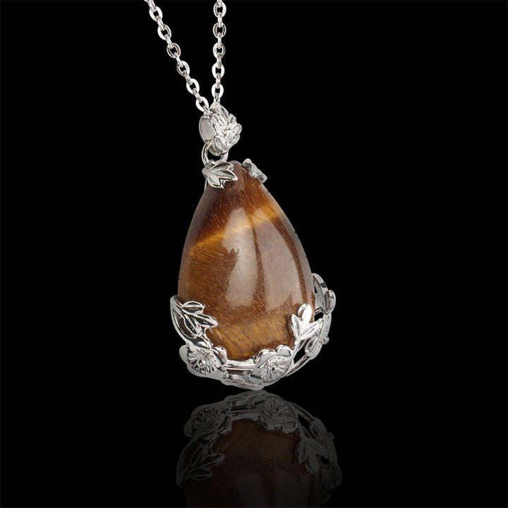 Collana con goccia d'acqua in pietra naturale e prugna