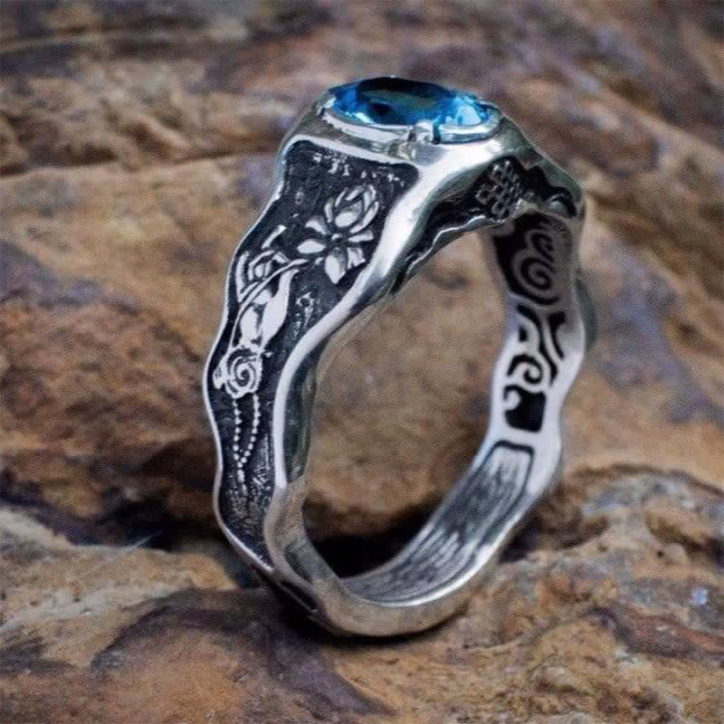 Olivenorma Buddhi Mudra - Anello con topazio azzurro svizzero 
