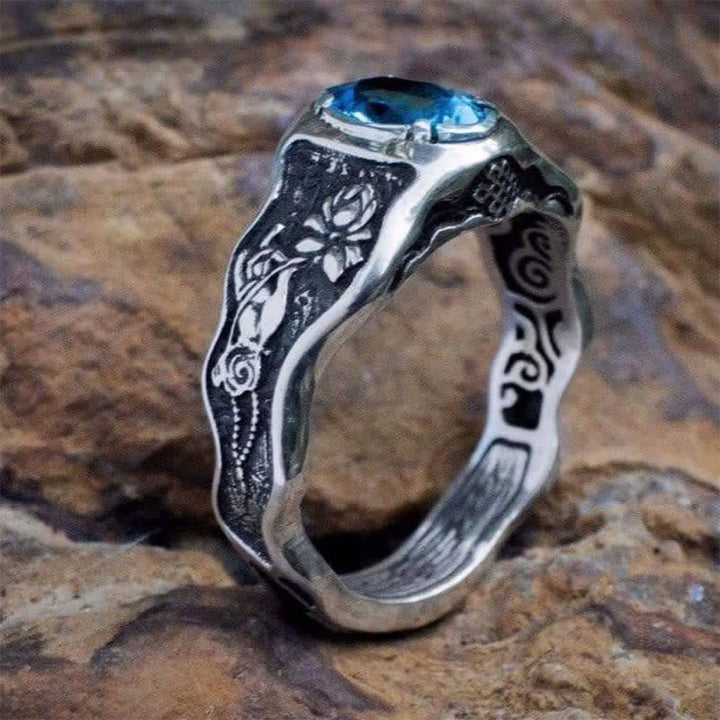 Olivenorma Buddhi Mudra - Anello con topazio azzurro svizzero 