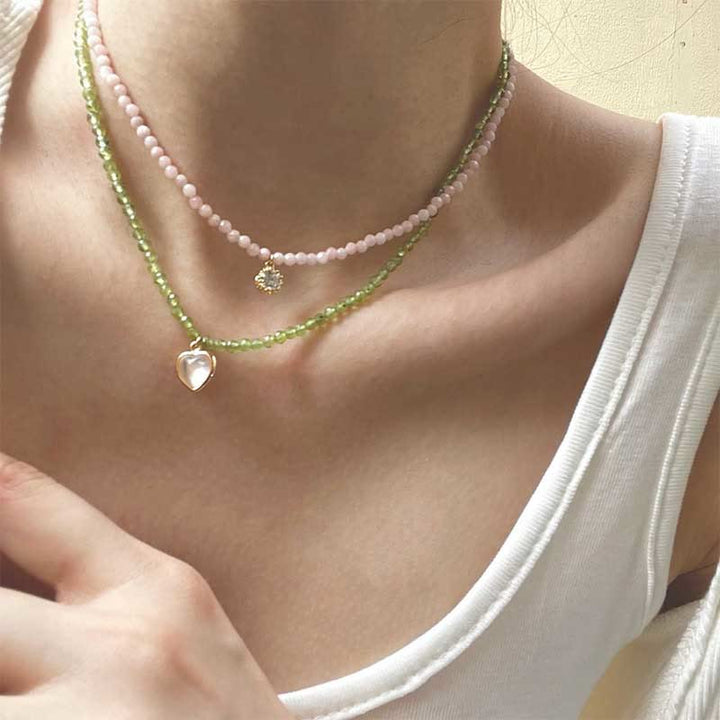 Collana con ciondolo in metallo con cristallo naturale Olivenorma