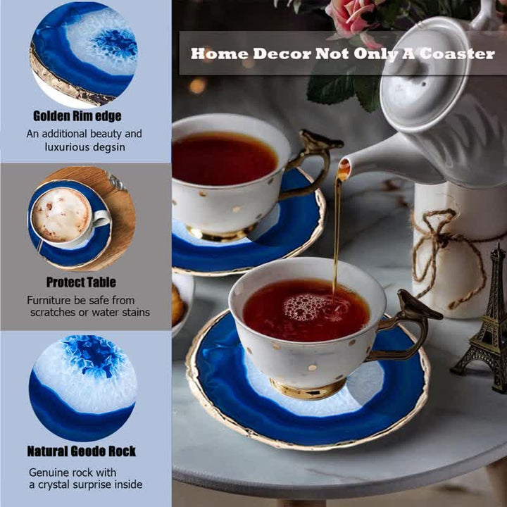 Sottobicchiere Olivenorma in Agata Blu Decorazione con pietre preziose