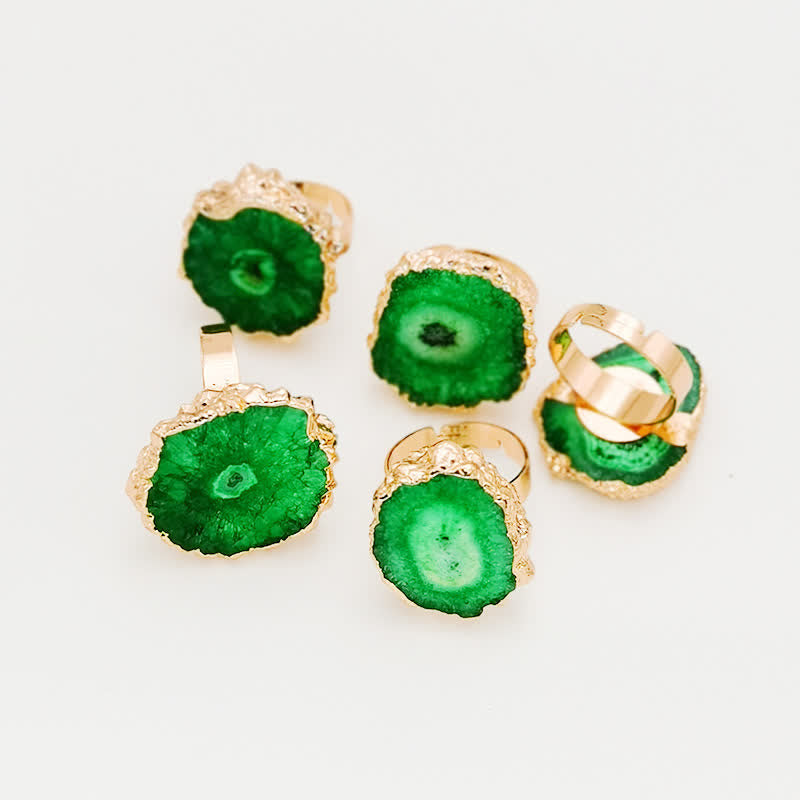 Anello regolabile con pietra preziosa di girasole in cristallo naturale Olivenorma