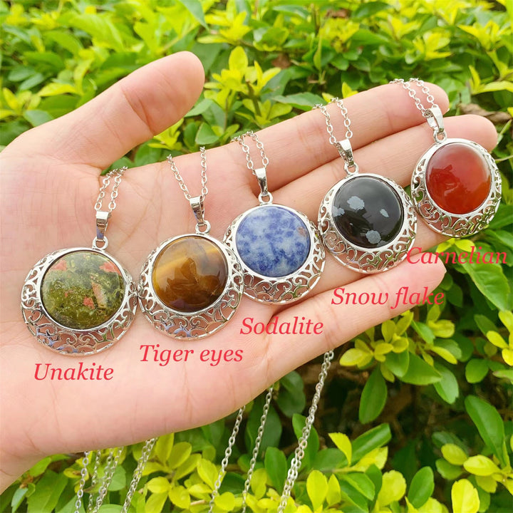 Collana regolabile in pietra autentica di cristallo rotondo Olivenorma