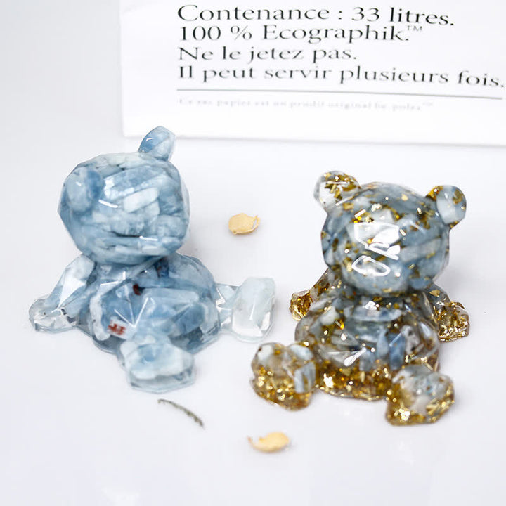 Decorazione con pietra preziosa a forma di orso con specchio di cristallo Olivenorma