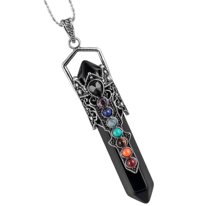 Collana con ciondolo a colonna di cristallo esagonale Olivenorma