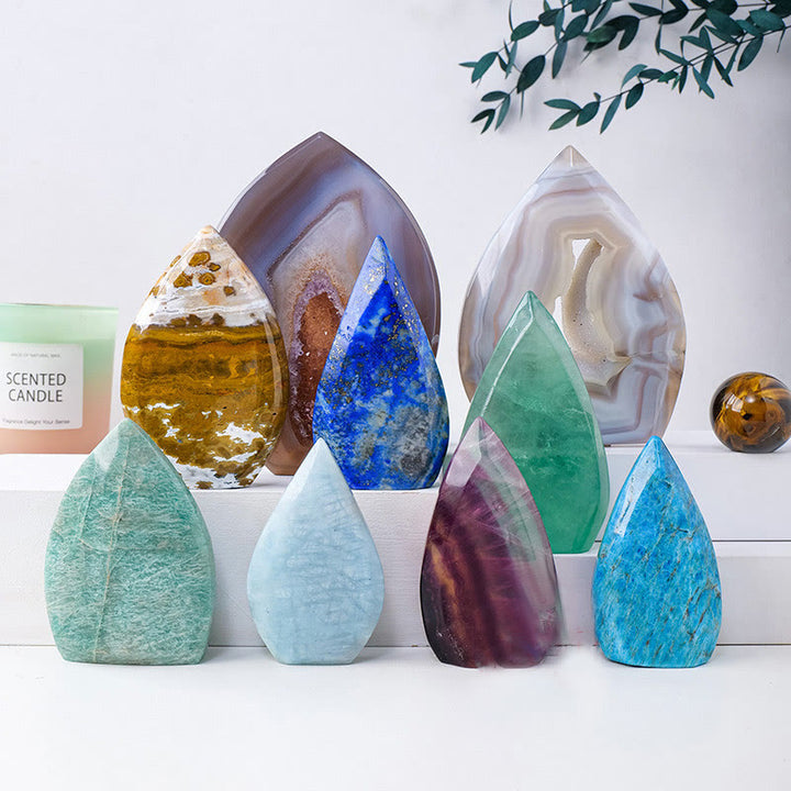 Ornamenti a forma di fiamma in cristallo naturale Olivenorma, decorazione con pietre preziose