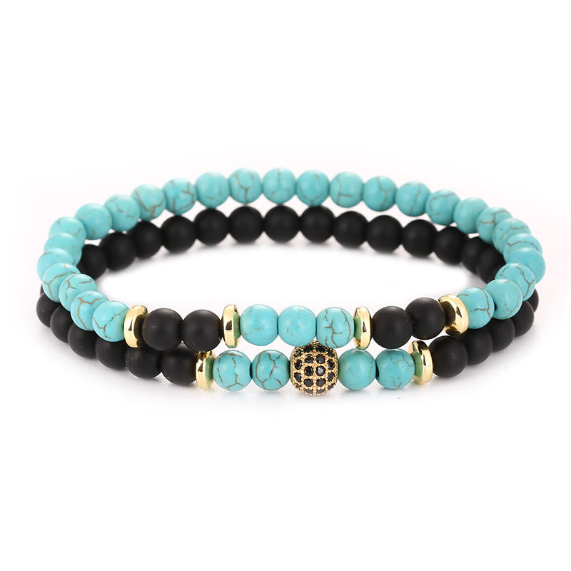 Bracciale da uomo con perline a due strati in cristallo naturale Olivenorma