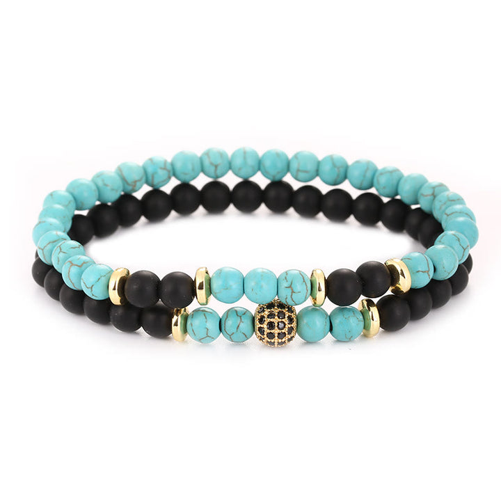 Bracciale da uomo con perline a due strati in cristallo naturale Olivenorma