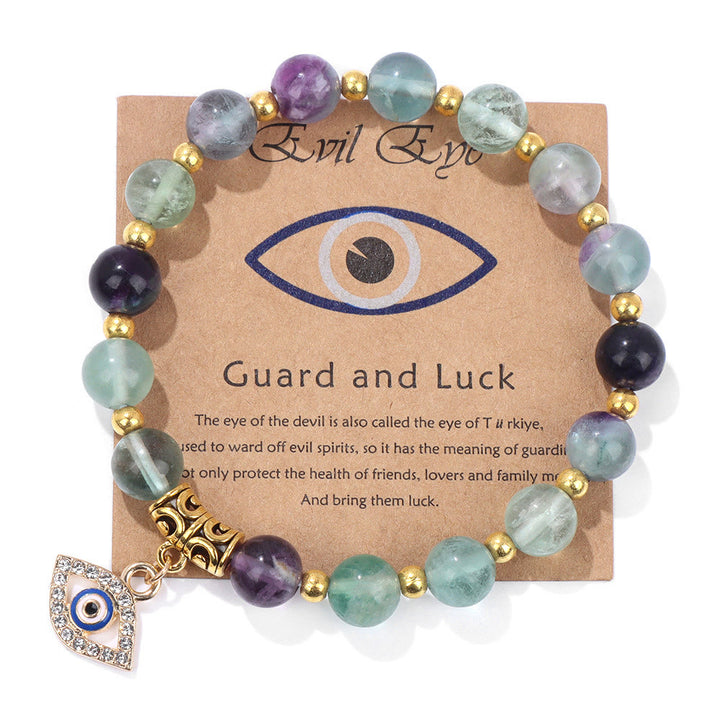 Bracciale con ciondolo in pietra naturale con perline e occhio malvagio Olivenorma 