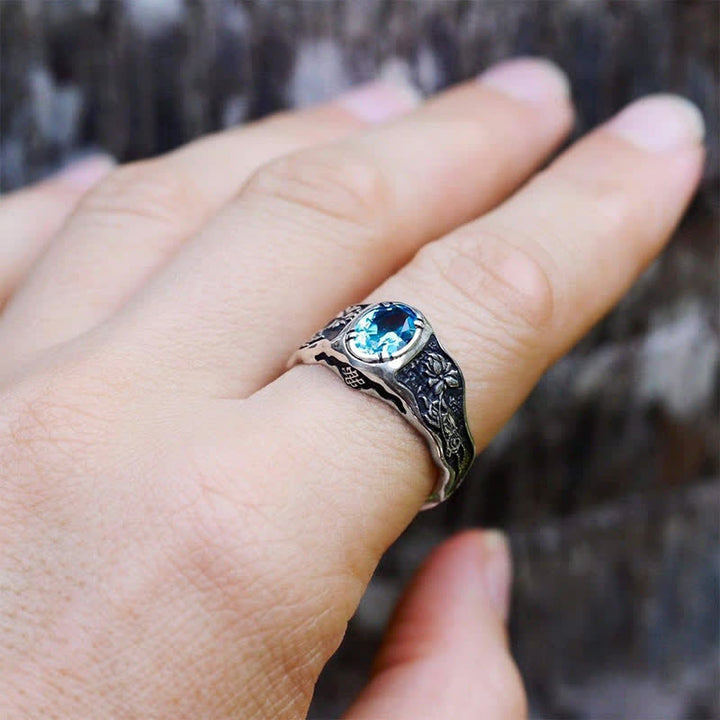 Olivenorma Buddhi Mudra - Anello con topazio azzurro svizzero 