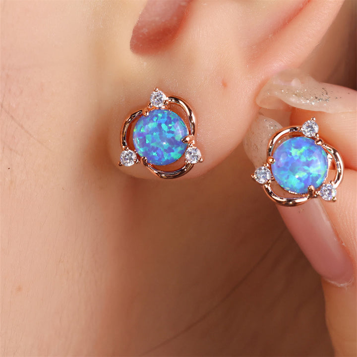 Orecchini a bottone Olivenorma Opal Small Round White Zircon 