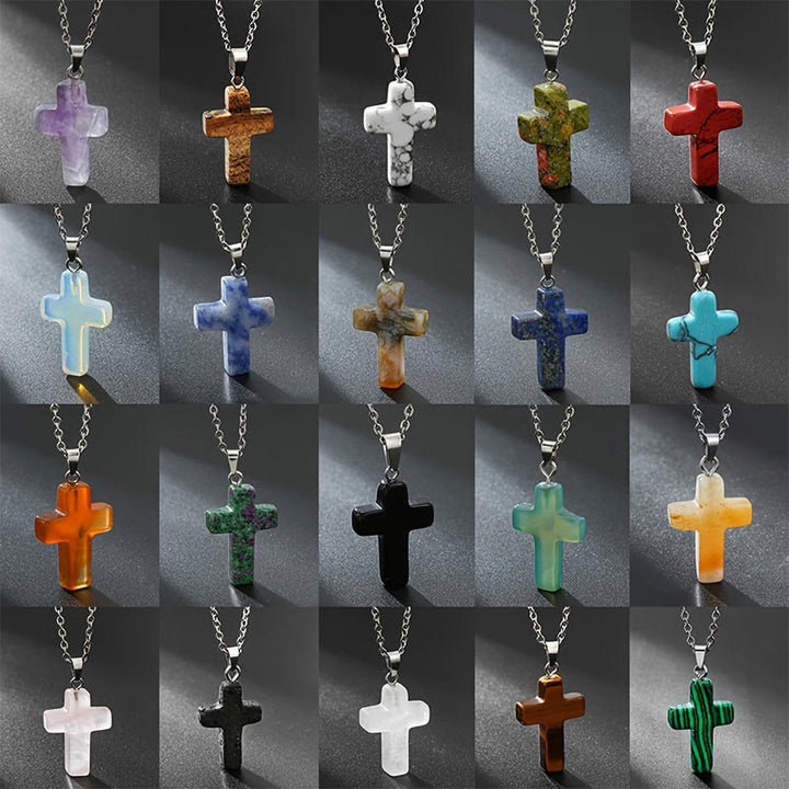 Collana con croce in pietra naturale Olivenorma 