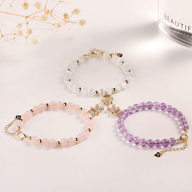 Olivenorma Bracciale con ciondolo a forma di orso in cristallo di ametista da 6 mm 