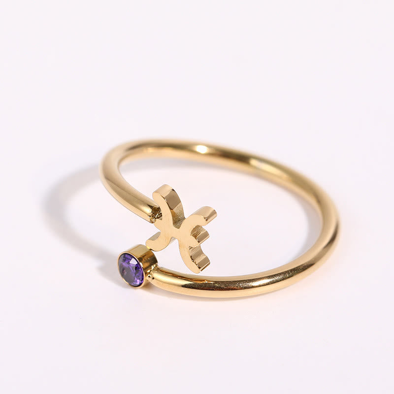 Anello con pietra portafortuna dello zodiaco Olivenorma