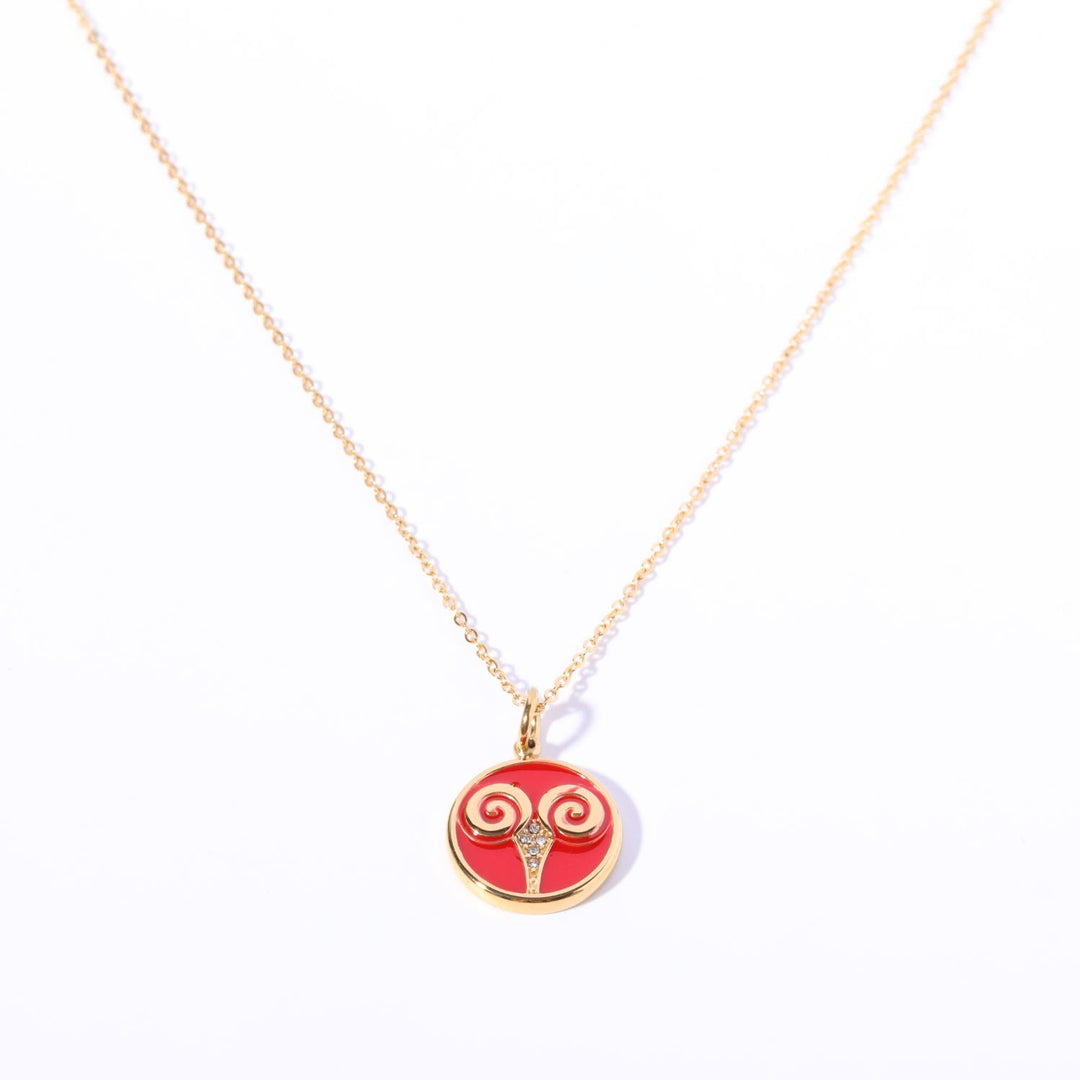 Collana Olivenorma in acciaio inossidabile 18k con zircone bianco e zodiaco vintage