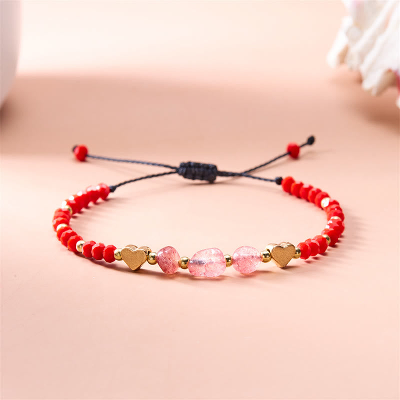 Olivenorma Bracciale intrecciato con perline di ghiaia naturale irregolare Love