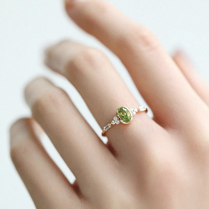 Anello vintage in oro 14K con peridoto naturale Olivenorma