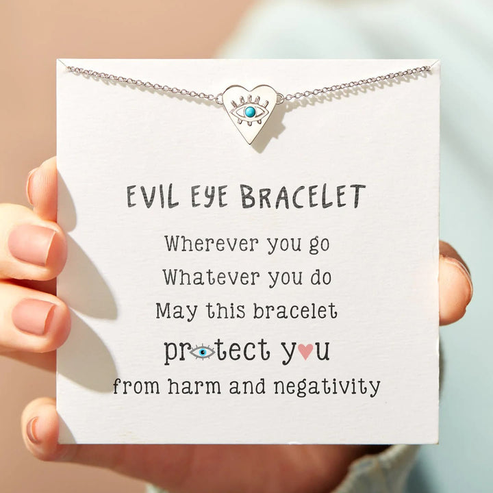 Olivenorma Heart Evil Eye Braccialetto sottile in argento turchese