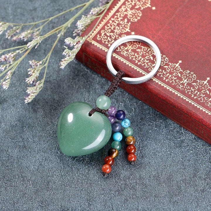 Portachiavi a forma di cuore in cristallo naturale Olivenorma