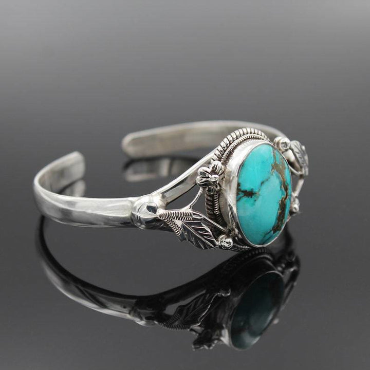 Olivenorma Bracciale Vintage con Fiore Turchese Inciso 