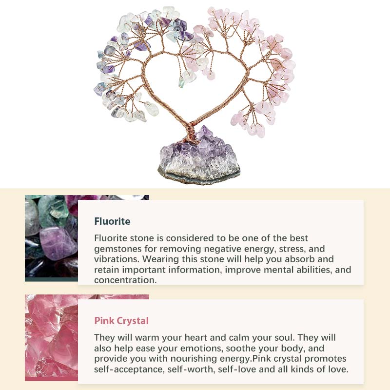 Pietra di cristallo naturale Amore Feng Shui Albero
