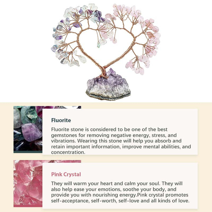 Pietra di cristallo naturale Amore Feng Shui Albero