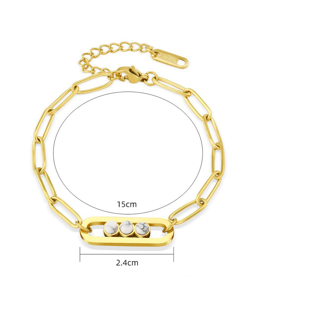 Set di bracciale impilabile Olivenorma Natural Stone in acciaio al titanio 