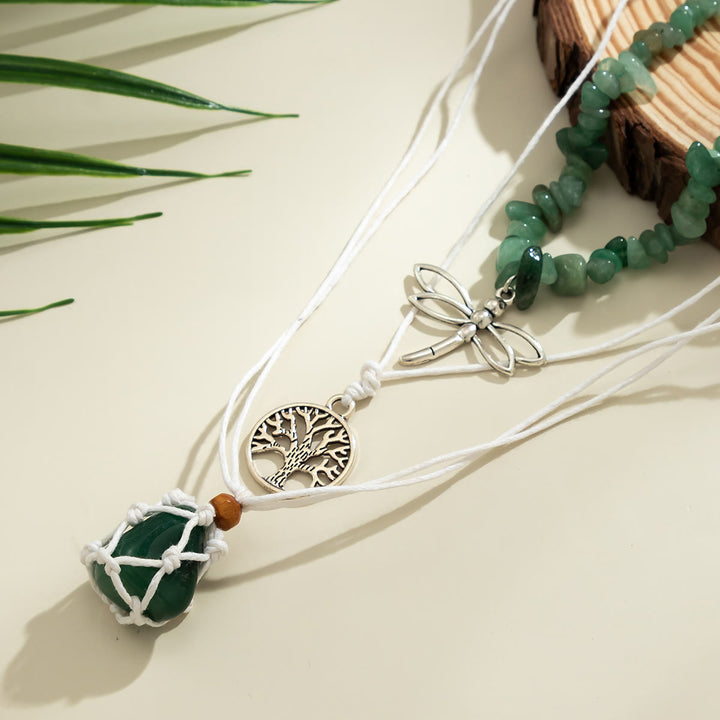 Olivenorma Ossidiana Albero della Vita Collana con Ciondolo Malocchio Set 