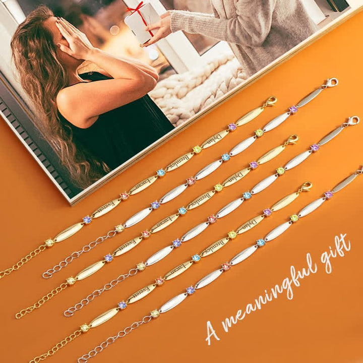 Bracciale con nomi di famiglia e pietre portafortuna Olivenorma
